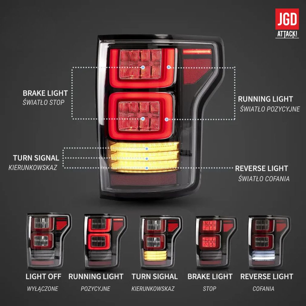 FULL LED Bakljus - Vland - Orange blinkers (F150 15-20) - 3
