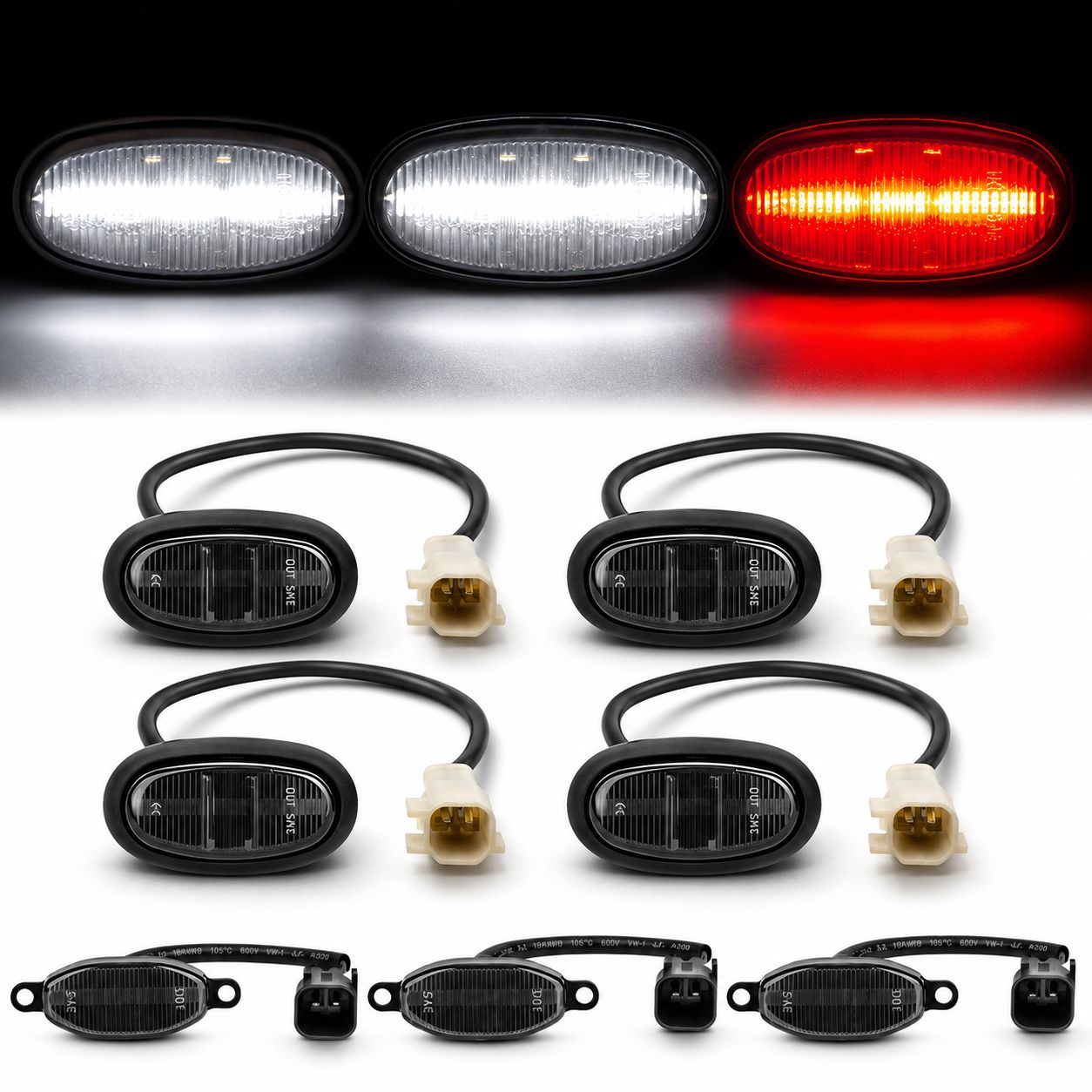 Grill LED-ljus + Sidomarkeringsljus Lights + Wiring Harness (F150 17-20 RAPTOR) - 4