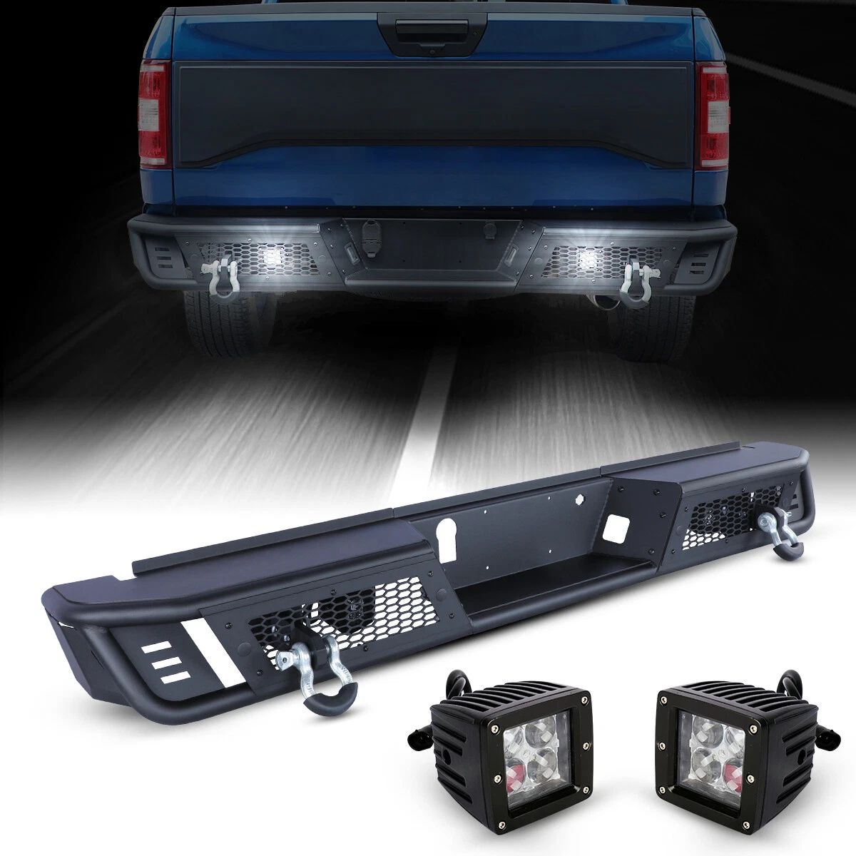 Bakre stötfångare – Off-Road Kentucky – D-Rings (F150 15-20) - 7