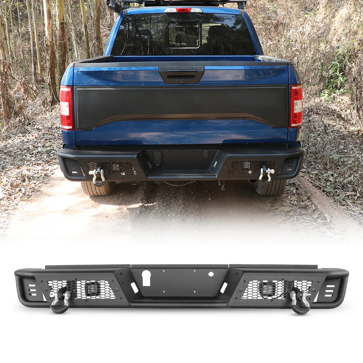 Bakre stötfångare – Off-Road Kentucky – D-Rings (F150 15-20) - 4