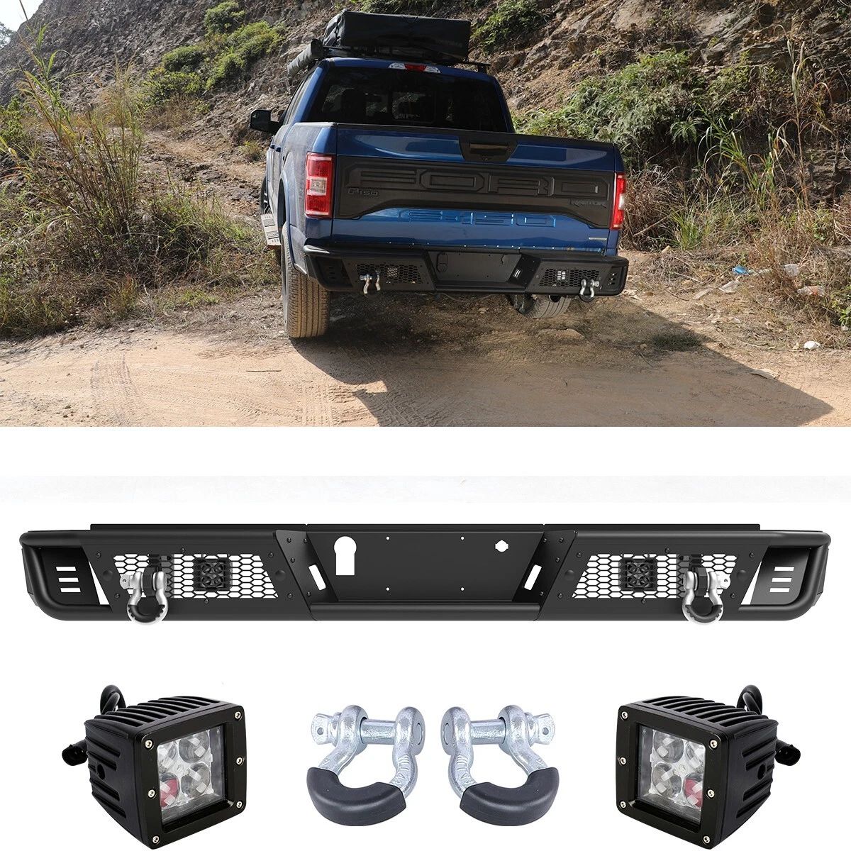 Bakre stötfångare – Off-Road Kentucky – D-Rings (F150 15-20) - 2
