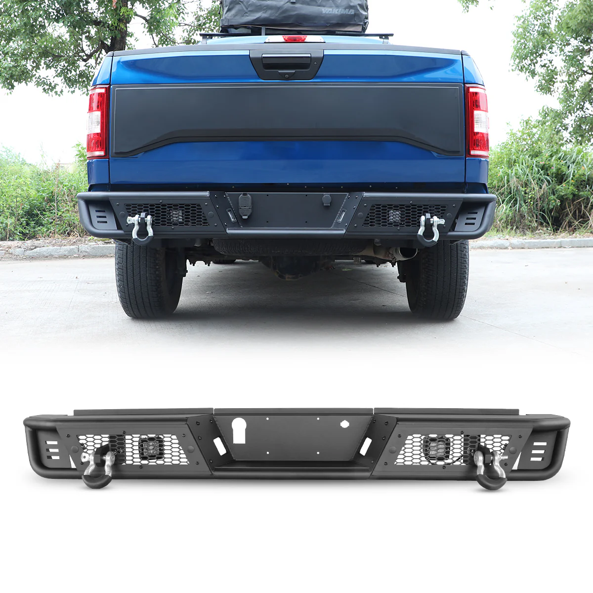 Bakre stötfångare – Off-Road Kentucky – D-Rings (F150 15-20) - 6