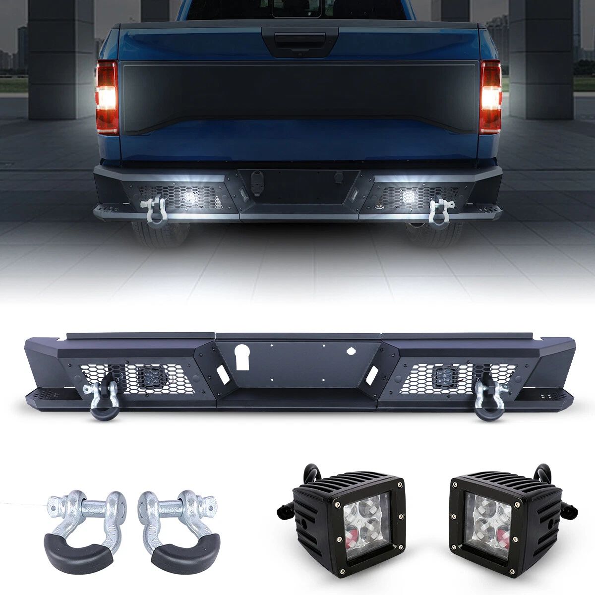 Bakre stötfångare – Off-Road Ohio – D-Rings (F150 15-20) - 8