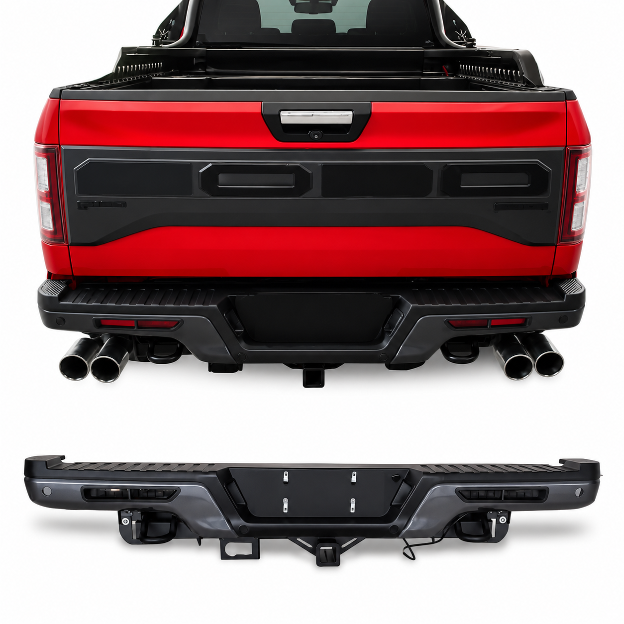 Bakre stötfångare + LED-ljus – Raptor Style (F150 15-20) - 3