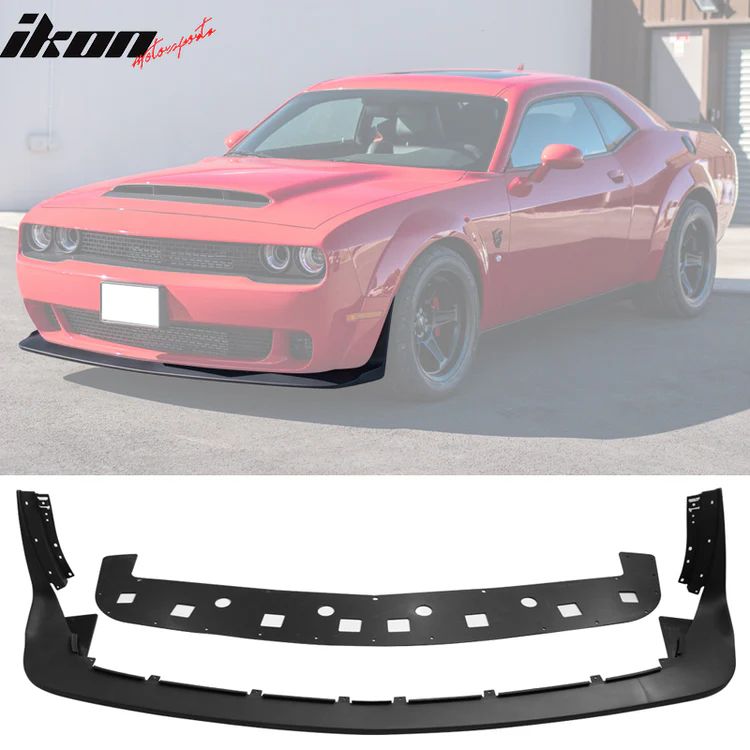 Frontläpp med distansplatta – Widebody – mattsvart – Dodge Challenger 2015–2023