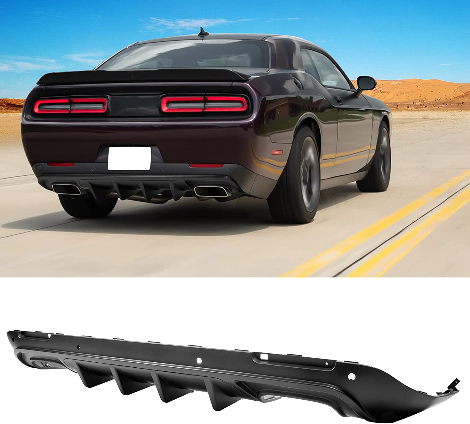 Bakre diffuser – V3-stil – mattsvart – Dodge Challenger 2015–2023 - 2
