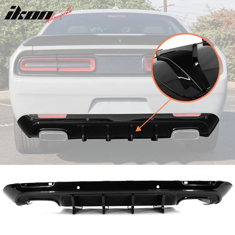 Bakre diffuser – V4-stil – blanksvart – Dodge Challenger 2015–2023