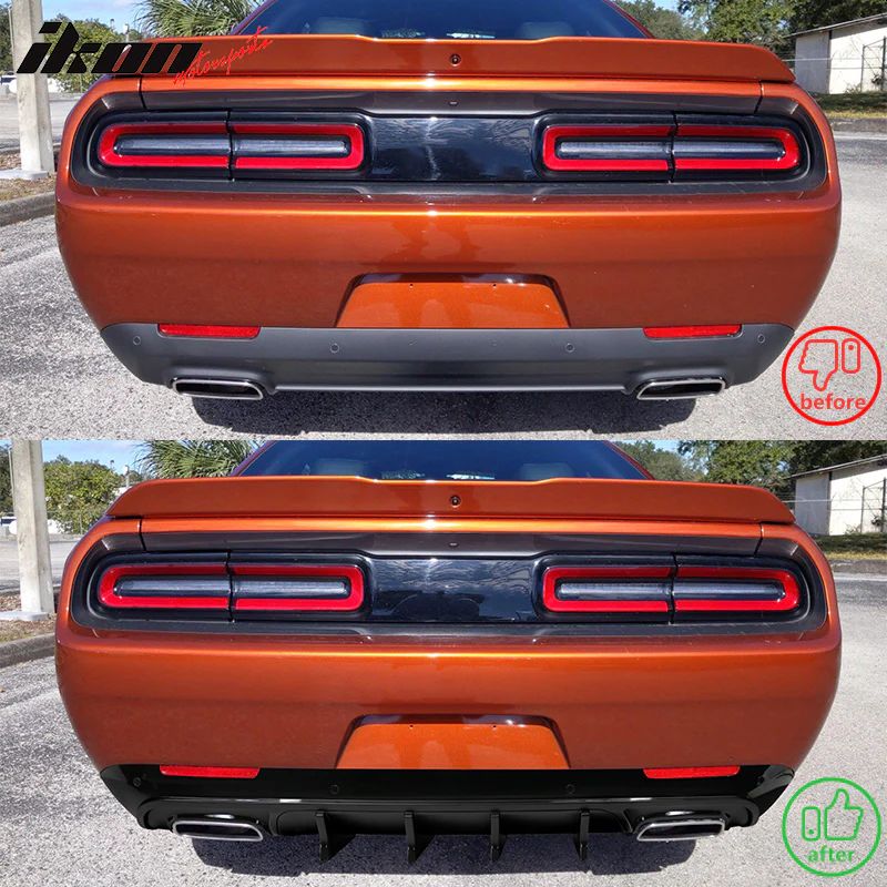 Bakre diffuser – V4-stil – mattsvart – Dodge Challenger 2015–2023 - 3