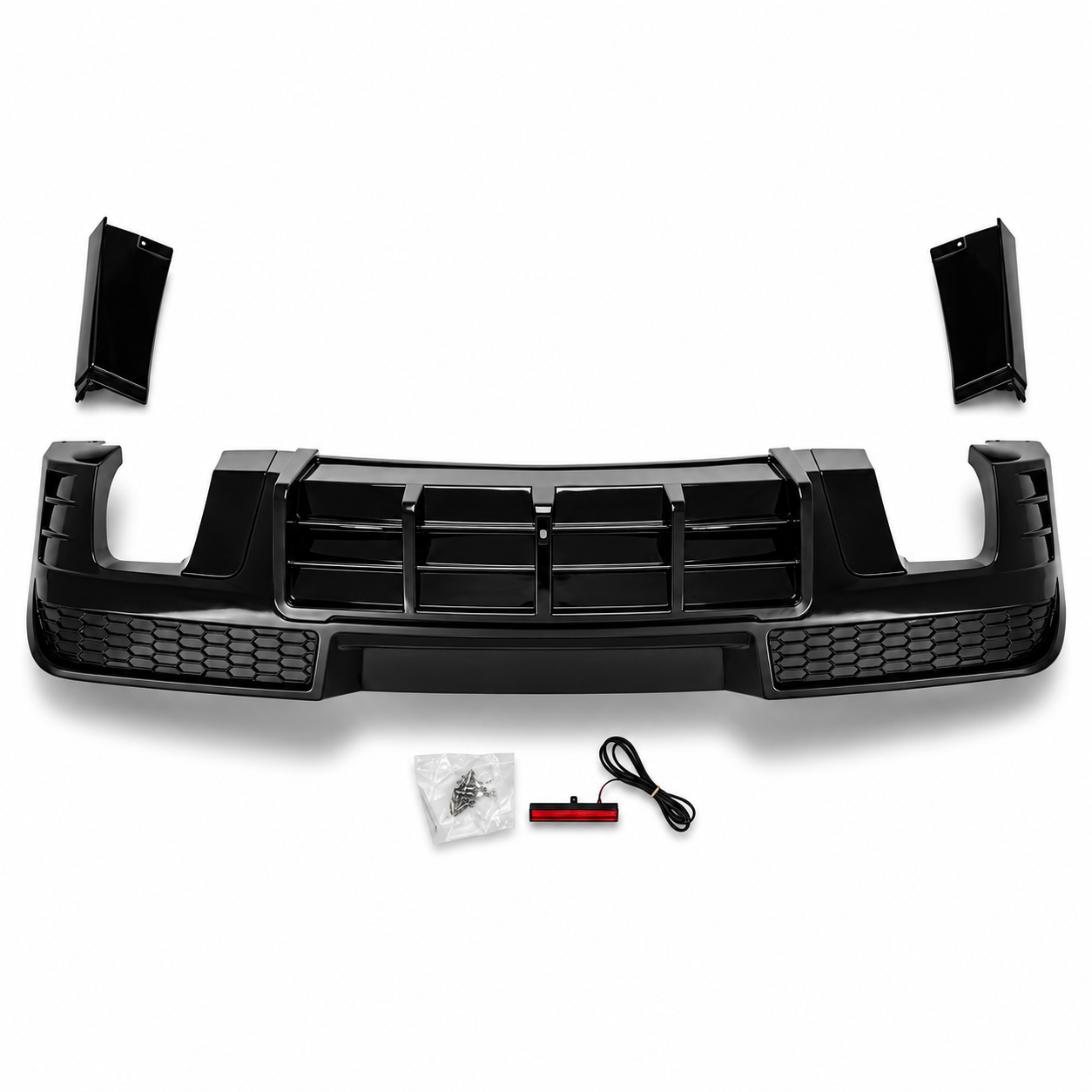 Bakdiffuser med fenor och LED-ljus – blanksvart (CAMARO 14–15) - 4