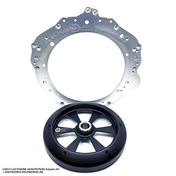 Chevy LS / LT / SB / BB till 8HP 45 / 50 / 70 / 75 / 90 N57 / B57 / B58 / N63 / N73 / N74 adapterkit med spegelvänd startmotor