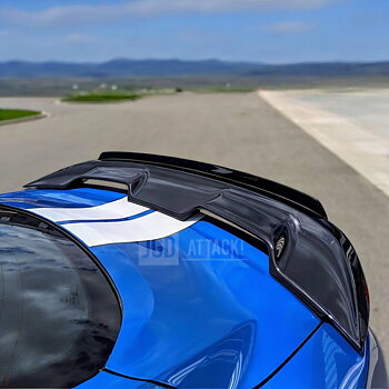 Bakspoiler – GT500/MACH1 stil + Gurney Flap – blanksvart (Mustang 15-23)