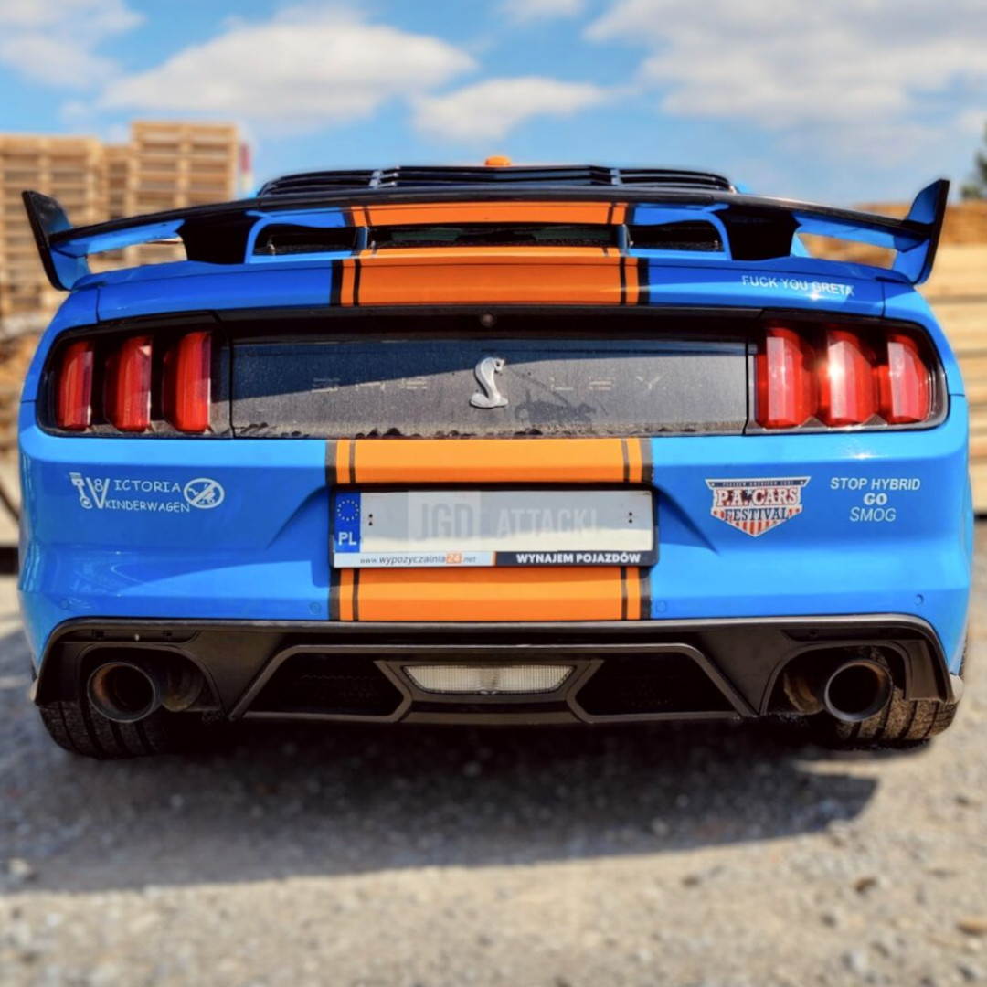 Bakre diffuser – GT500 stil – mattsvart – enkla eller fyra ändrör (Mustang 15-17 Ecoboost Premium, GT Premium)