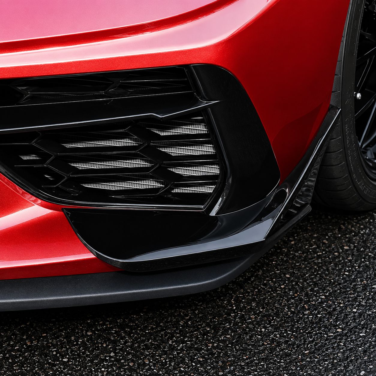 Z06-inspirerade canards fram – blanksvarta (CORVETTE C8 Stingray 20–26) - 2