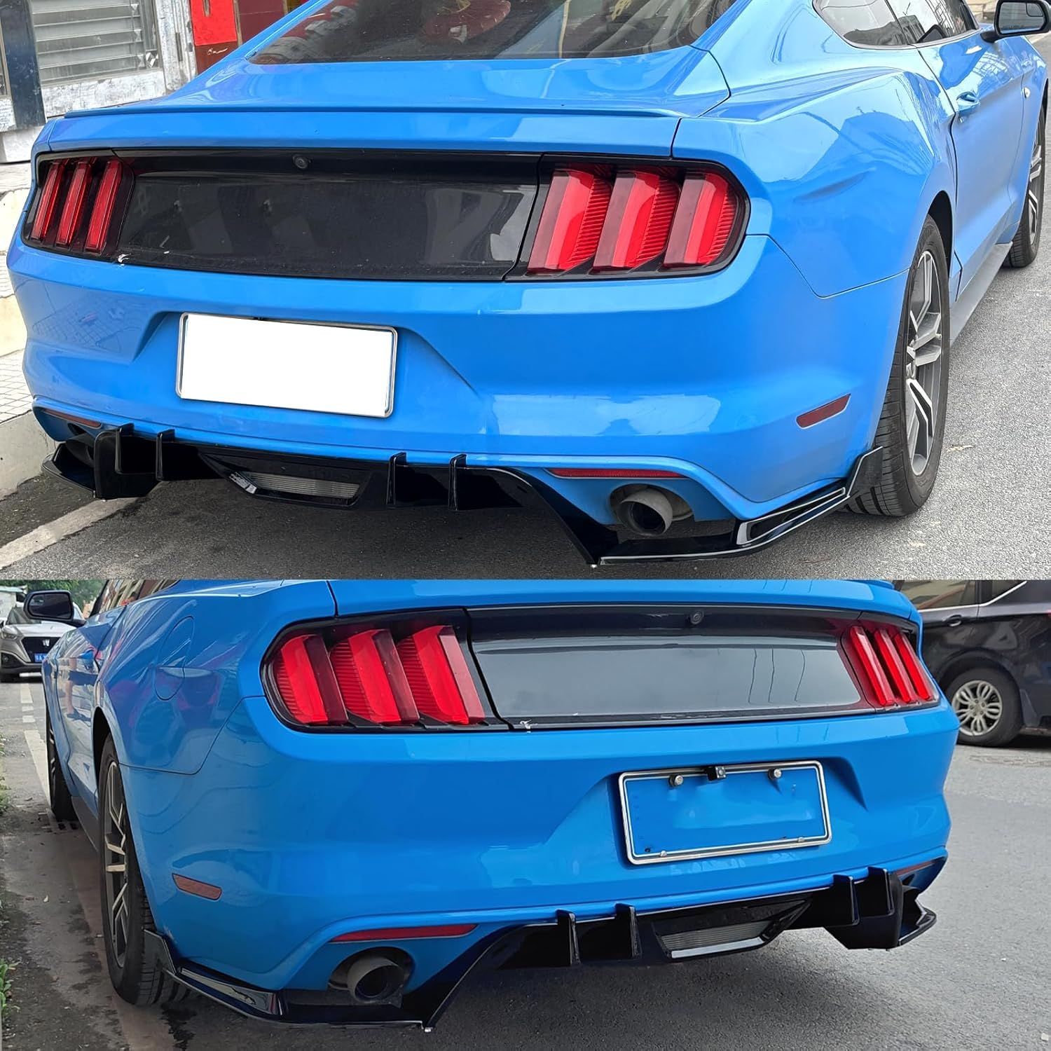 Bakre diffuser – HN stil – mattsvart – enkla ändrör (Mustang 15-17 BASE) - 3