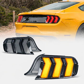 Bakljus – NIGHTSTRIKE Black Edition – orange blinkers (Mustang 15-23 USA)