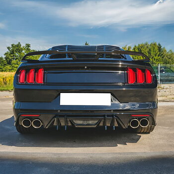 Bakre diffuser – SPEED stil – enkla eller fyra ändrör – blanksvart (Mustang 15-17 GT Premium, EcoBoost Premium)