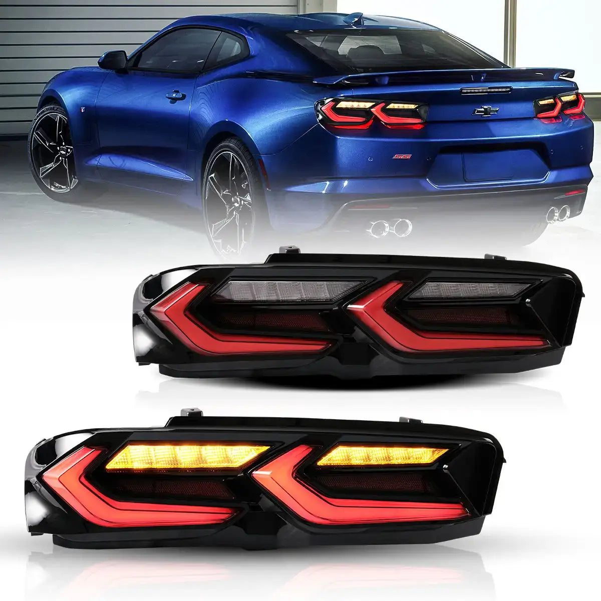VLAND LED bakljus för Chevrolet Chevy Camaro 2019-2024 LS, LT, LT1, SS, ZL1 med Amber sekventiell blinkers - 6