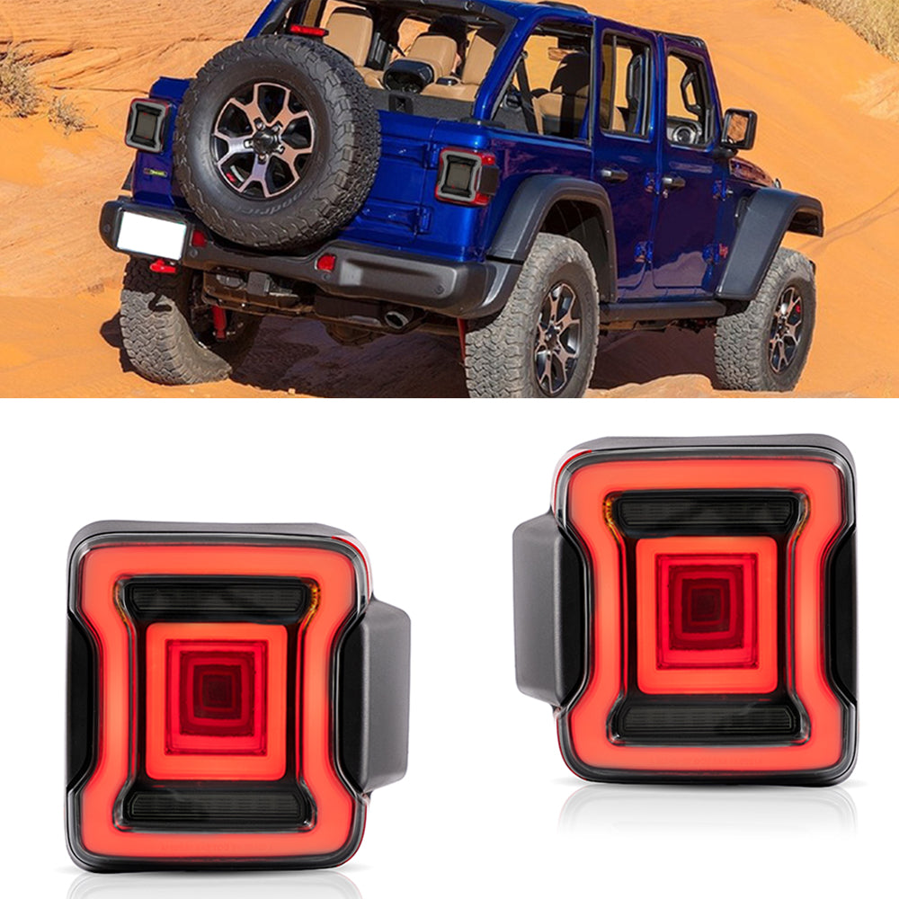 VLAND bakljus för Jeep Wrangler 2018-2021 med dynamisk startanimation och dubbla backljus (passar inte JK) röktonad lins - 6