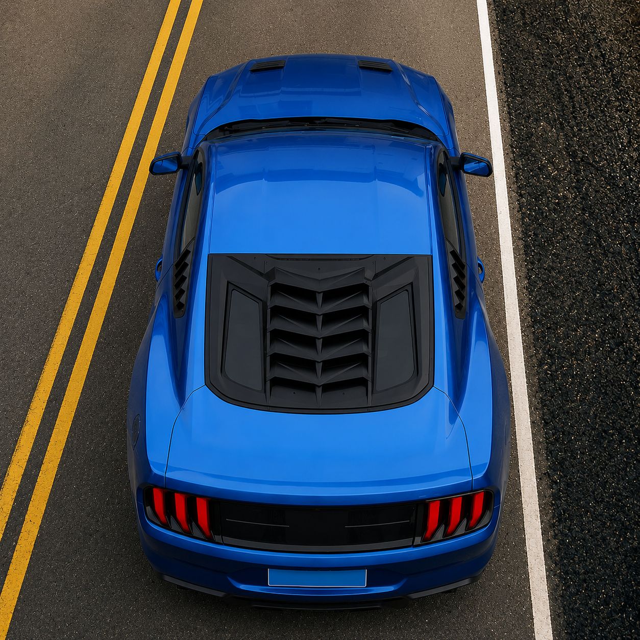 Bakrutelouver – LB stil – mattsvart (Mustang 15-26 Fastback) - 3