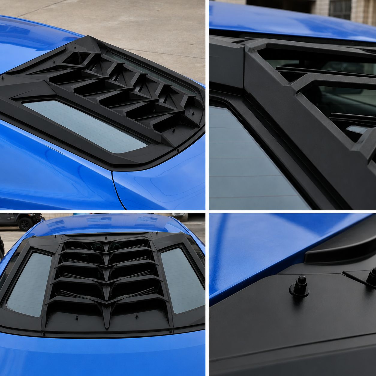 Bakrutelouver – LB stil – mattsvart (Mustang 15-26 Fastback) - 7