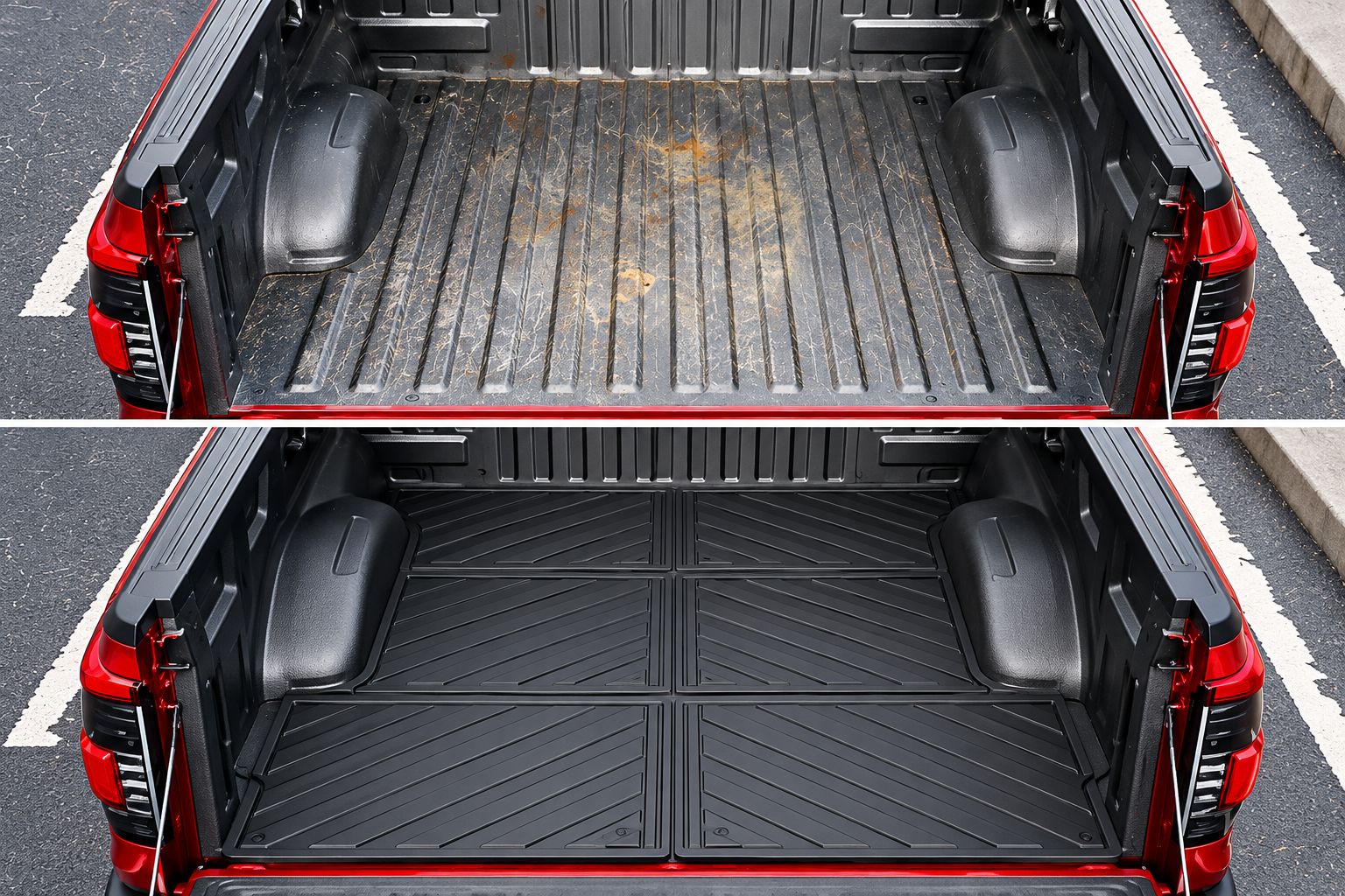 Flakmatta och bakluckeskydd i TPE – svart (Ford F-150 2021–2025, 6,5-fots flak) - 2