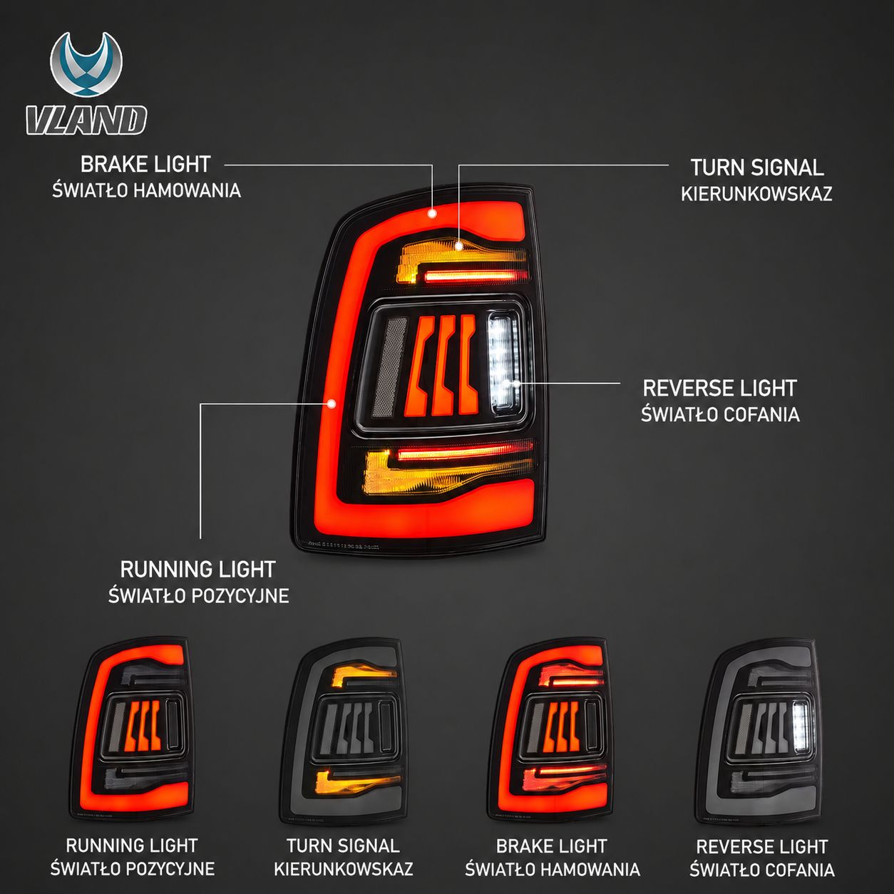 FULL LED Bakljus - Vland - orange blinkers (RAM 09-18) - 3