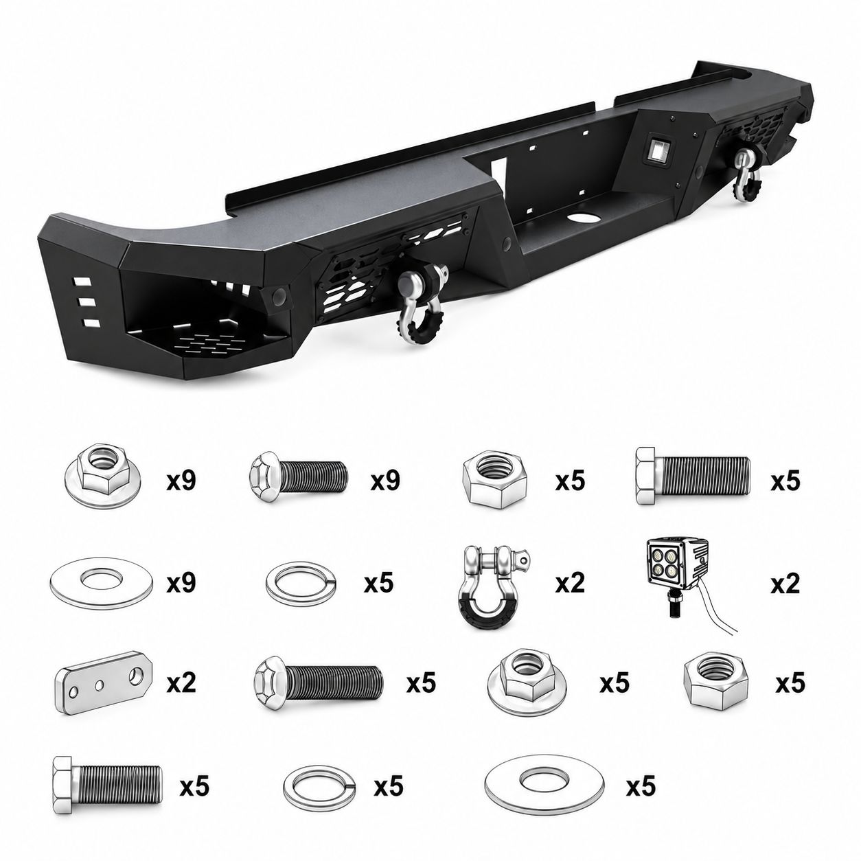 Bakstötfångare – Heavy Duty – LED och schacklar – RAM 1500 2009–2018 samt RAM 1500 Classic 2019–2024 - 5