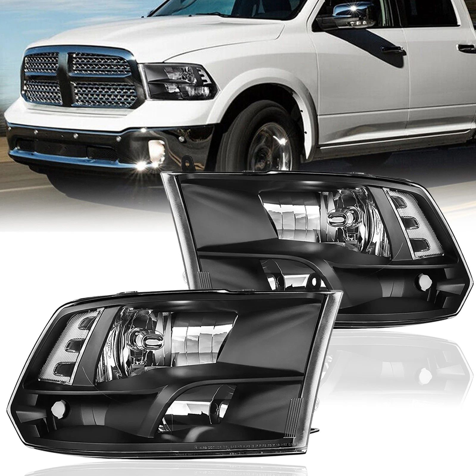 Halogenstrålkastare – röktonade – par – RAM 1500/2500/3500 2009–2018 samt RAM 1500 Classic 2019–2024