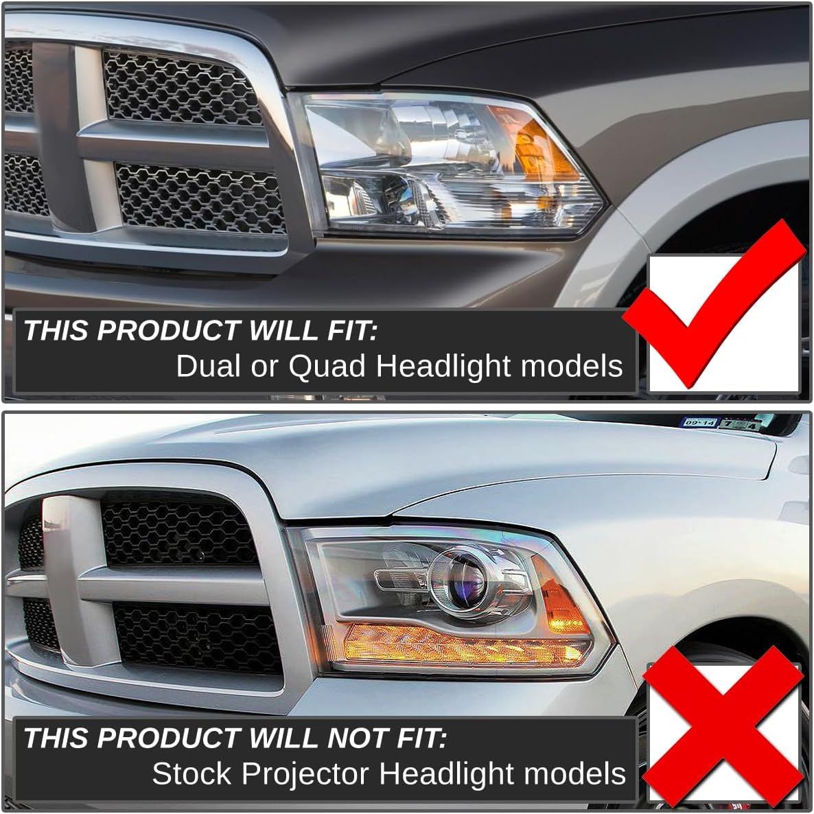Halogenstrålkastare – röktonade – par – RAM 1500/2500/3500 2009–2018 samt RAM 1500 Classic 2019–2024 - 7
