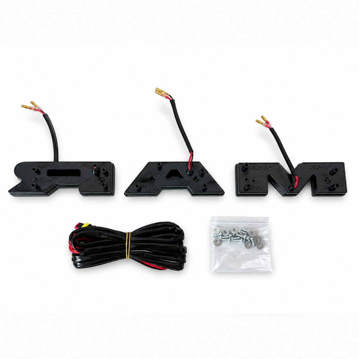 RAM-bokstäver till grill – röd LED-belysning – RAM 1500 2009–2024, beroende på grillutförande - 3