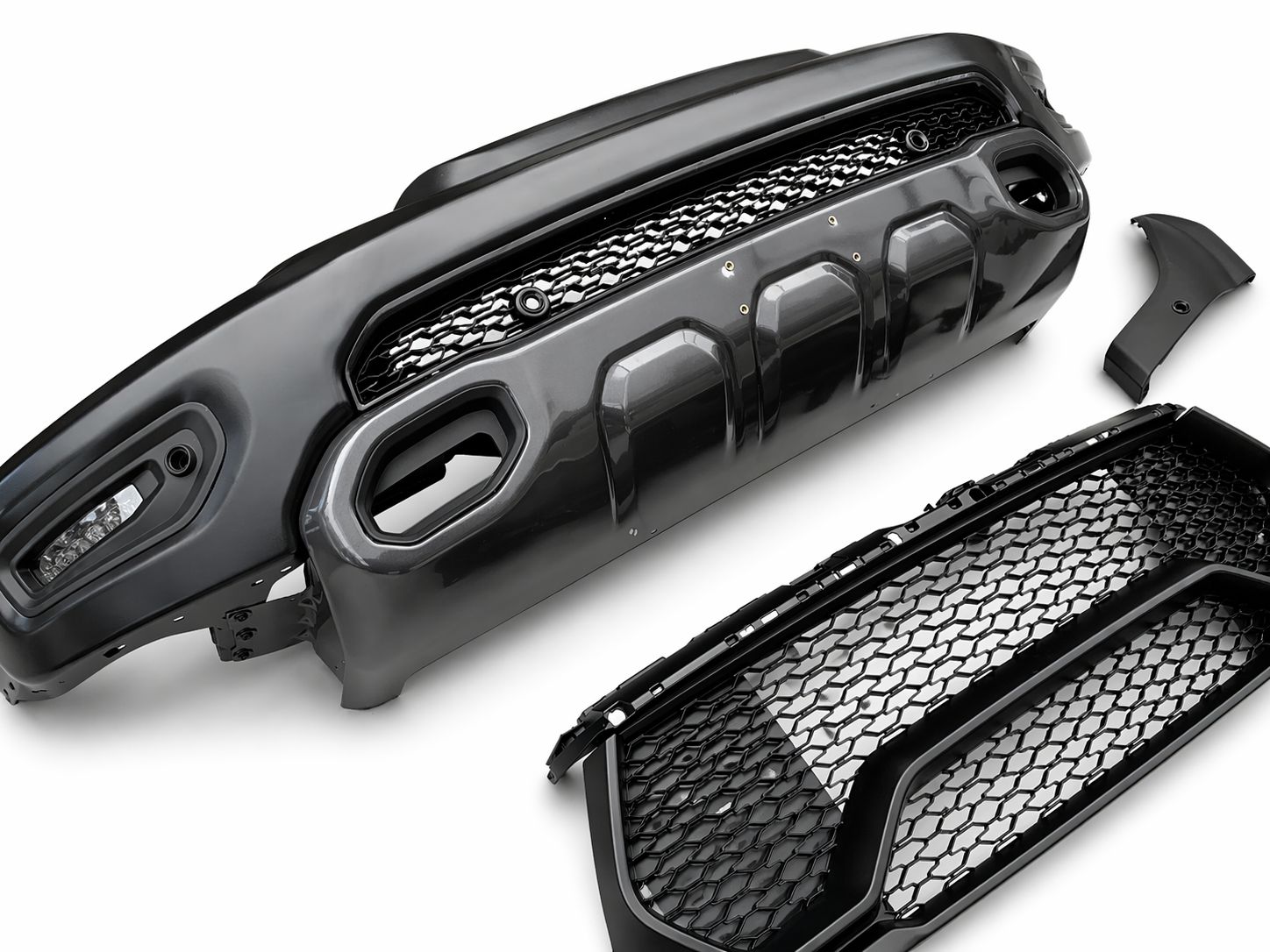 Frontstötfångarsats – TRX-stil med grill och LED-dimljus – RAM 1500 DT 2019–2023 Tradesman, Big Horn och Laramie - 6