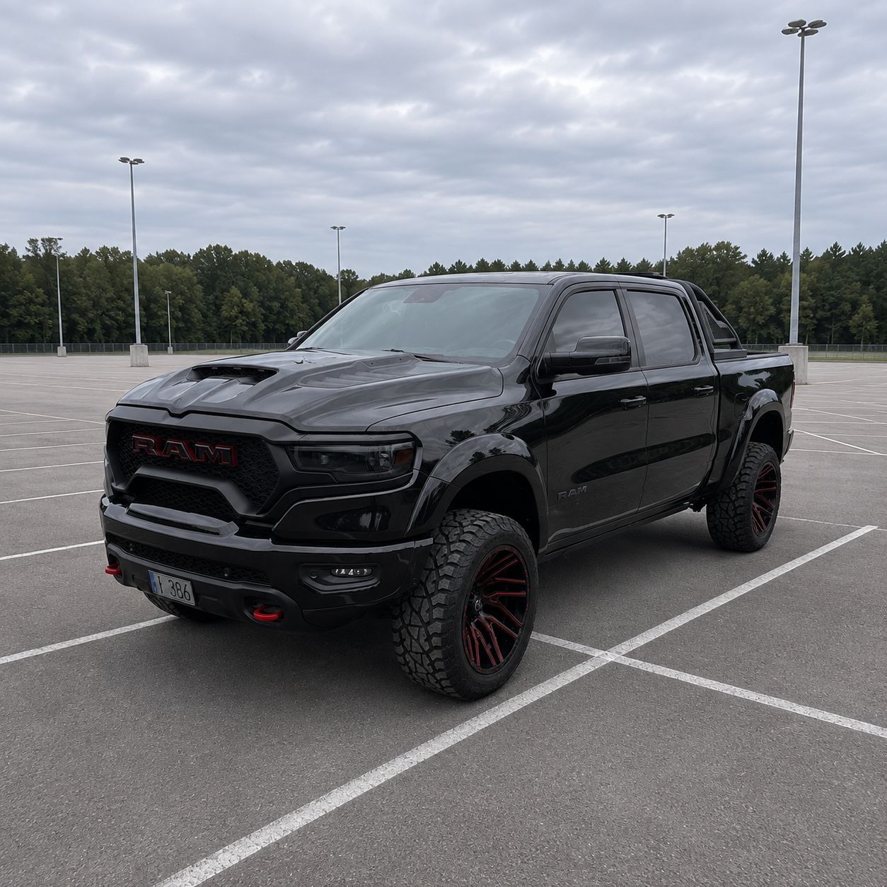 Frontstötfångarsats – TRX-stil med grill och LED-dimljus – RAM 1500 DT 2019–2023 Limited och Longhorn - 3