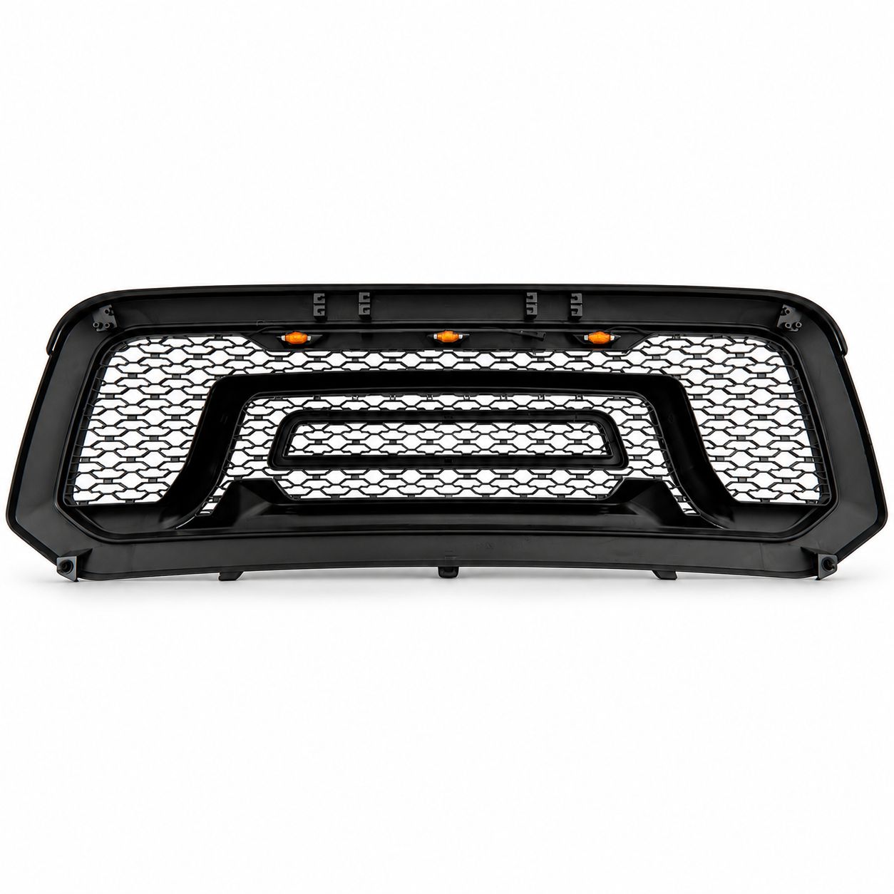 Övre grill med LED – Rebel-stil – mattsvart – svarta bokstäver – RAM 1500 2013–2018 - 5