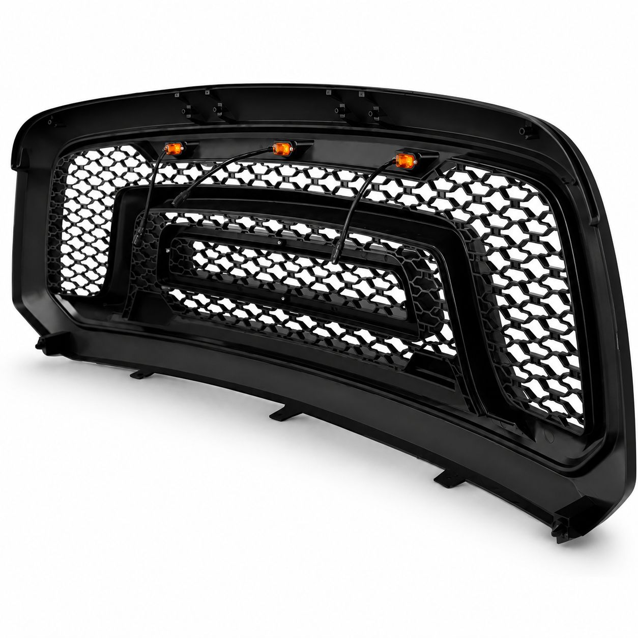 Övre grill med LED – Rebel-stil – mattsvart – svarta bokstäver – RAM 1500 2013–2018 - 6