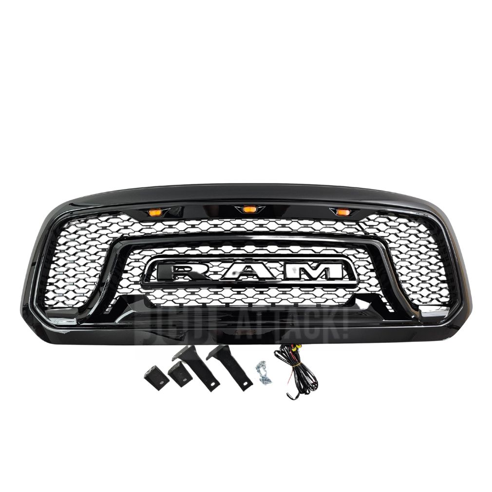 Övre grill med LED – Rebel-stil – blanksvart – RAM 1500 2013–2018