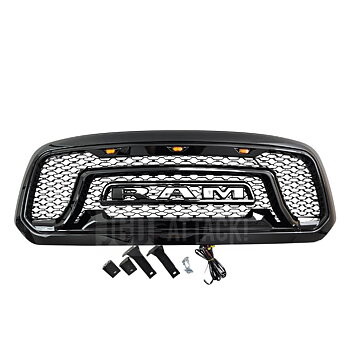 Övre grill med LED – Rebel-stil – blanksvart – RAM 1500 2013–2018