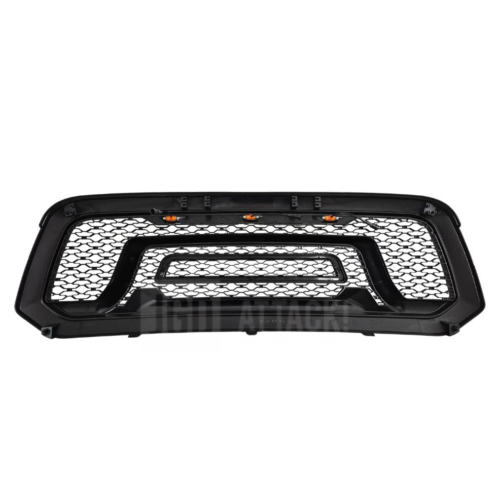 Övre grill med LED – Rebel-stil – mattsvart – silverfärgade bokstäver – RAM 1500 2013–2018 - 5