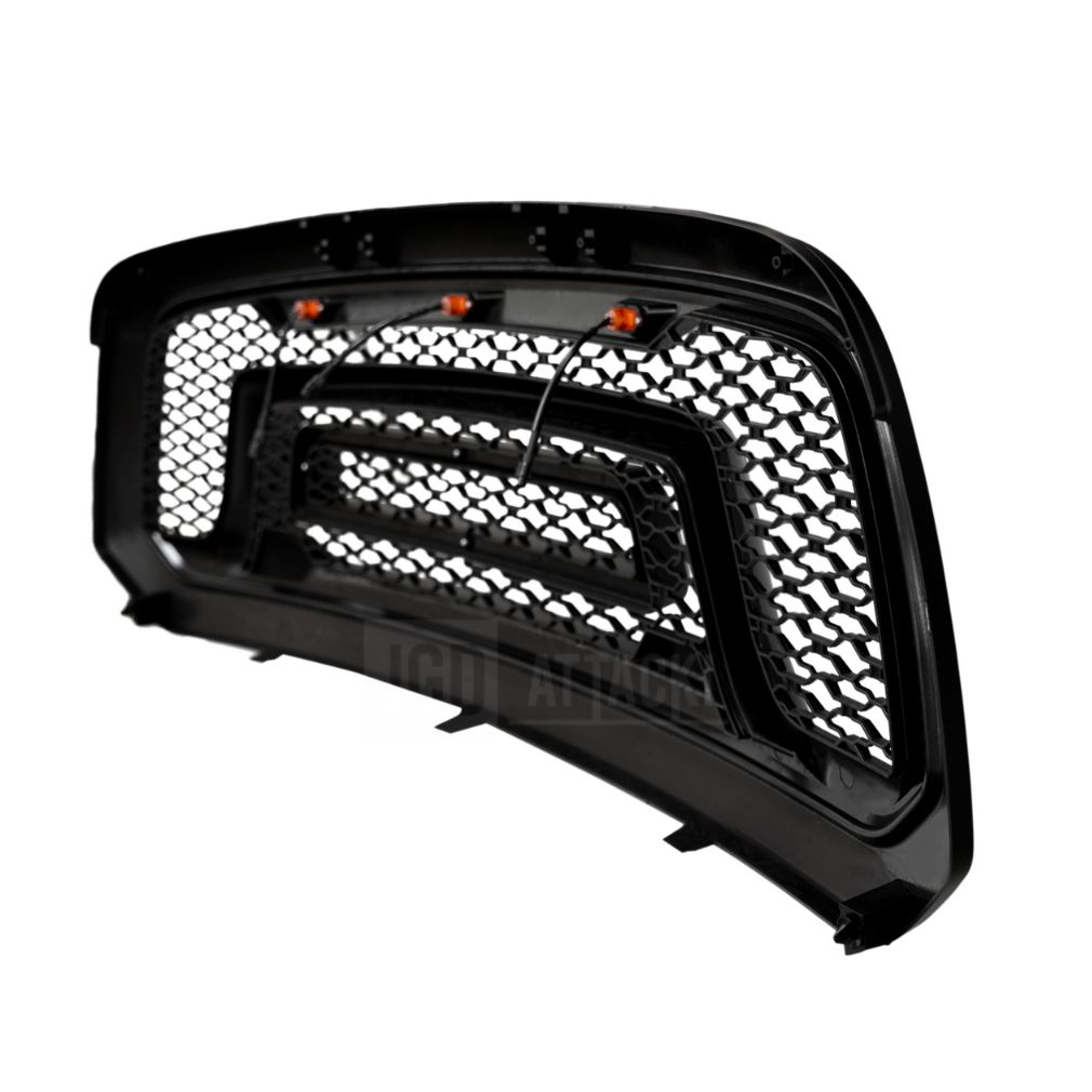 Övre grill med LED – Rebel-stil – mattsvart – silverfärgade bokstäver – RAM 1500 2013–2018 - 6