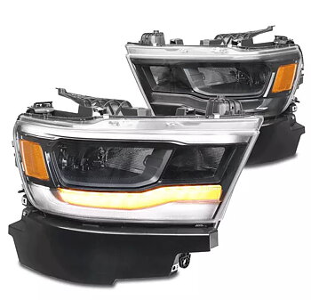 Full LED-strålkastare – svarta – par – RAM 1500 DT 2019–2023 Tradesman, Big Horn, Laramie och Rebel