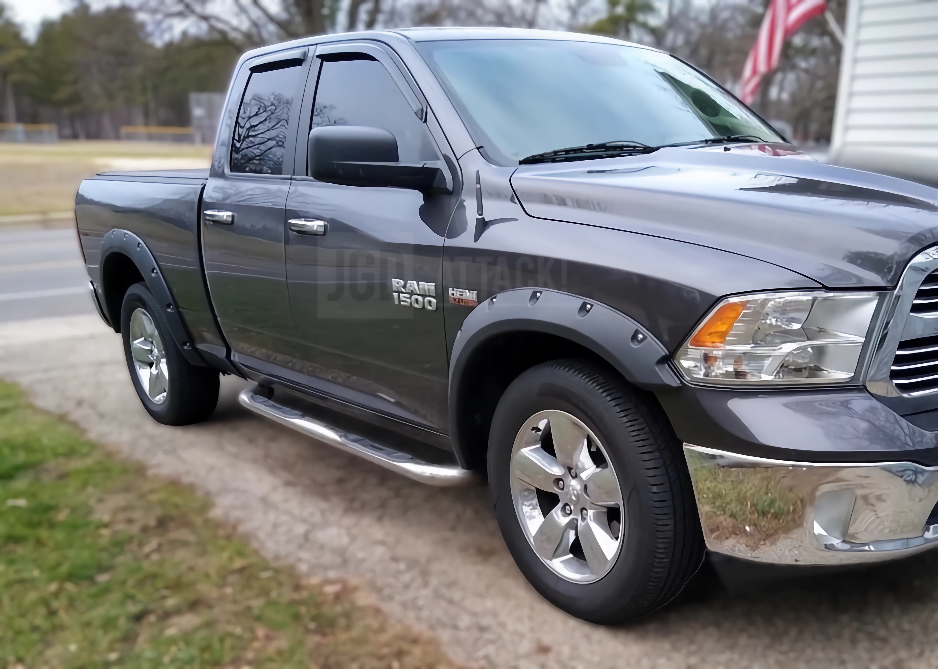 Skärmbreddare – Pocket Rivet – svart struktur – 4 delar – RAM 1500 2009–2018 samt RAM 1500 Classic 2019–2024