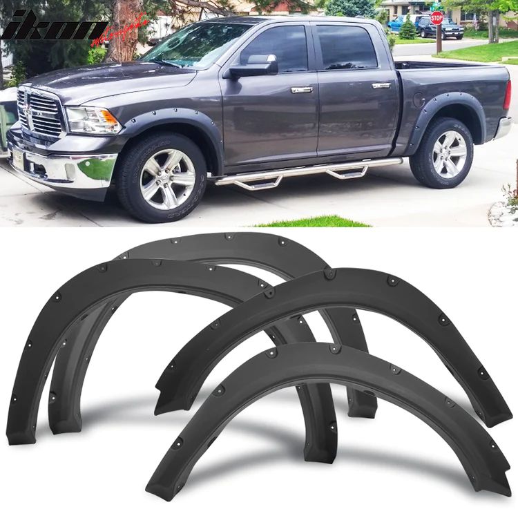 Skärmbreddare – Pocket Rivet – svart struktur – 4 delar – RAM 1500 2009–2018 samt RAM 1500 Classic 2019–2024 - 2