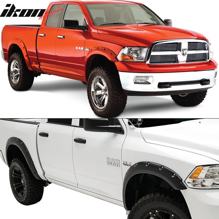 Skärmbreddare – Pocket Rivet – svart struktur – 4 delar – RAM 1500 2009–2018 samt RAM 1500 Classic 2019–2024 - 6