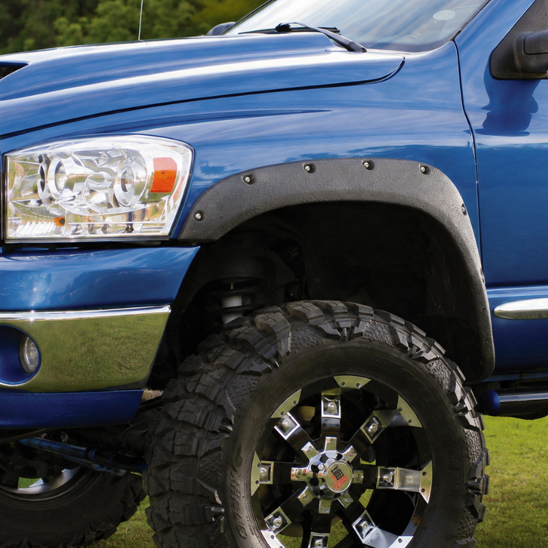 Skärmbreddare – Pocket Rivet – mattsvarta – 4 delar – RAM 1500/2500/3500 2002–2008 - 3
