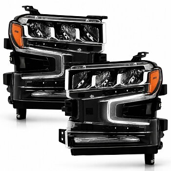 LED-strålkastare med halogenblinkers – komplett sats (SILVERADO 1500 19–21)