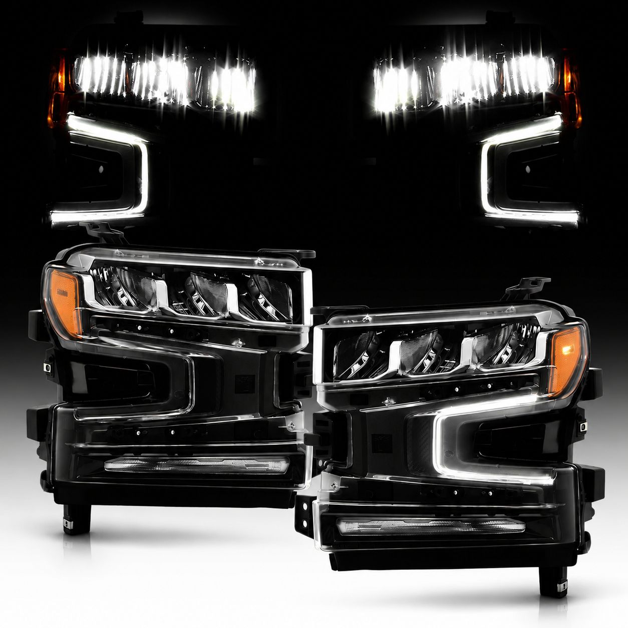 LED-strålkastare med halogenblinkers – komplett sats (SILVERADO 1500 19–21) - 3