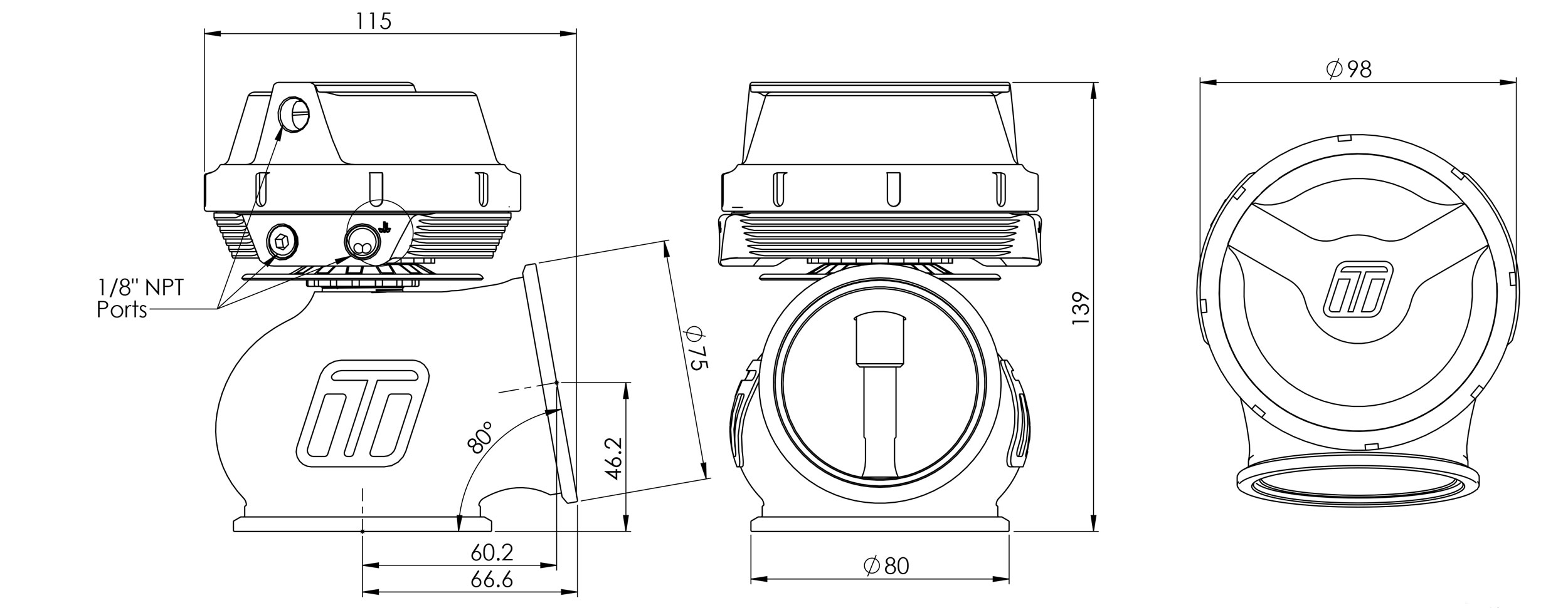 Turbosmart wastegate Gen-V Power-Gate 60 - 2