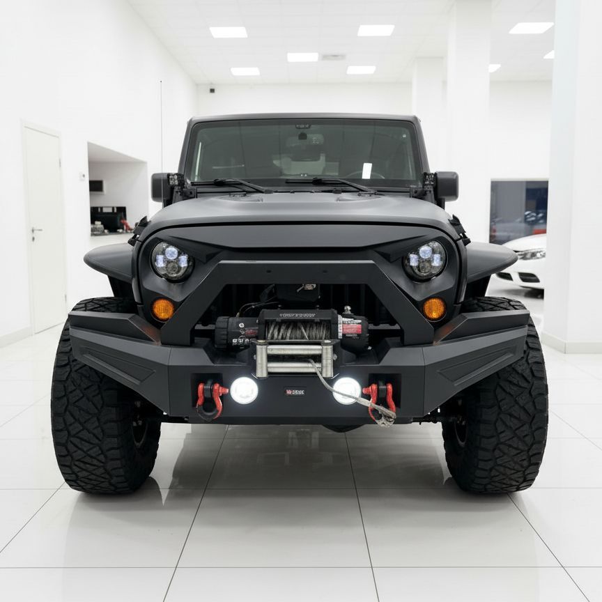 Modulär främre stötfångare – offroad Kansas – D-Rings & frontbåge & dimljus (Wrangler JK 07-17)