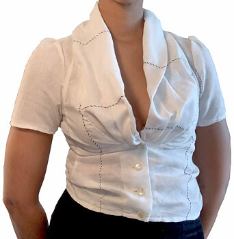 Blouse with draped collar