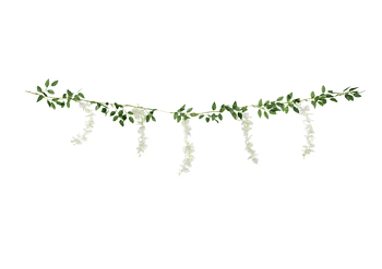 Girlang - Grön med vita blommor - Wisteria