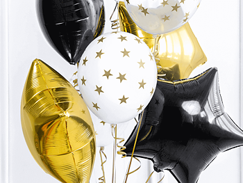 Ballonger vita med guldstjärnor | 30 cm | 6-pack -1